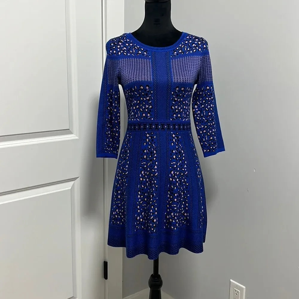 Gianni Bini Girls || Knit Sweater Blue Leopard Print Dress kids Girls size XL